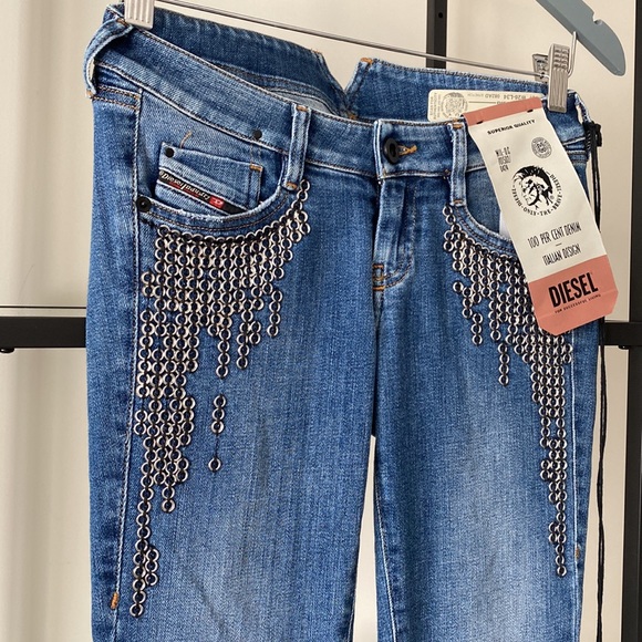 Diesel Jeans D Clayre Bootcut Low Waist Jeans with Studded Details NWT - Picture 9 of 15